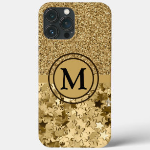 Funda Para iPhone 13 Pro Max Monograma de las estrellas del Purpurina Girly Gol