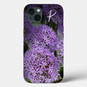 Funda Para iPhone 13 Monograma de las flores púrpura de la fotografía