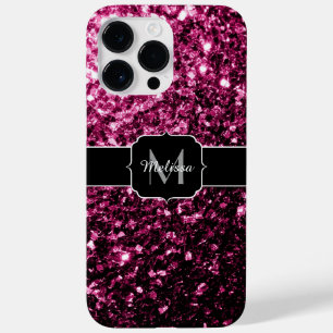 Funda Para iPhone 14 Pro Max De Case-Mate Monograma de lentejuelas brillantes de color rosa
