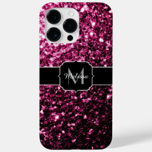 Funda Para iPhone 14 Pro Max De Case-Mate Monograma de lentejuelas brillantes de color rosa 