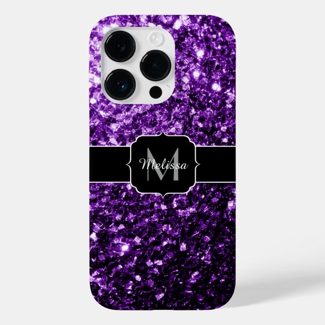 Funda De Case-Mate Para iPhone Monograma de lentejuelas brillantes falsas de colo (Reverso )