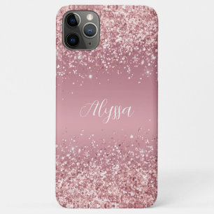 Funda Para iPhone 11 Pro Max Monograma de letra con brillo en rosa oro