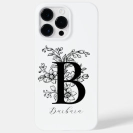 Funda Para iPhone 14 Pro Max De Case-Mate Monograma de letra floral botánica B Nombre   
