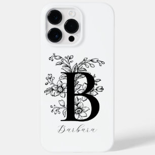 Funda Para iPhone 14 Pro Max De Case-Mate Monograma de letra floral botánica B Nombre