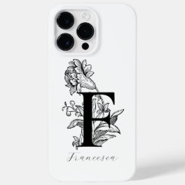 Funda Para iPhone 14 Pro Max De Case-Mate Monograma de letra floral botánica F Nombre   