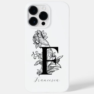 Funda Para iPhone 14 Pro Max De Case-Mate Monograma de letra floral botánica F Nombre
