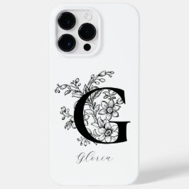 Funda Para iPhone 14 Pro Max De Case-Mate Monograma de letra floral botánica G Nombre   