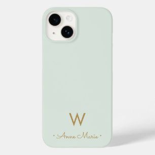 Funda Para iPhone 14 De Case-Mate Monograma de letra manuscrita en verde salvia mode