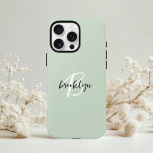 Funda Para iPhone 11 Pro Monograma de letra manuscrita verde sage de moda b