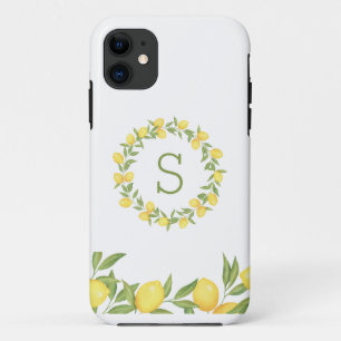 Funda Para iPhone 11 Monograma de limones y vegetación