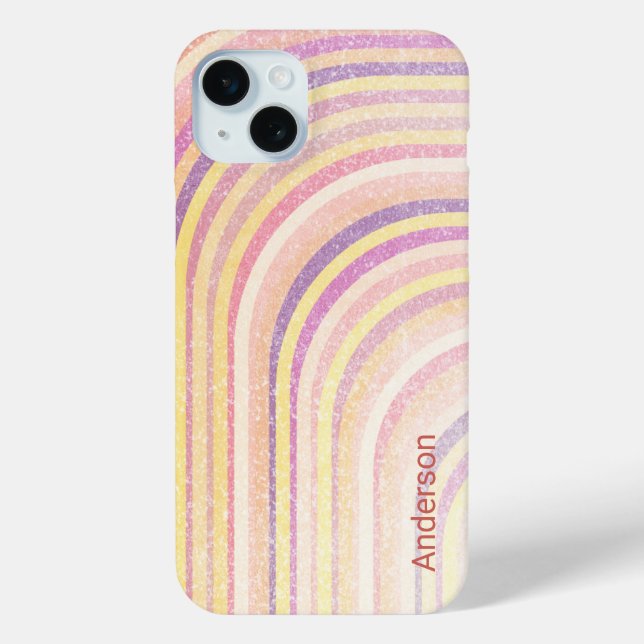 Funda De Case-Mate Para iPhone Monograma de línea retro elegante moderna (Reverso )