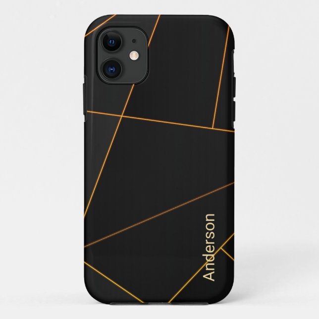 Funda De Case-Mate Para iPhone Monograma de línea retro elegante moderna (Reverso)