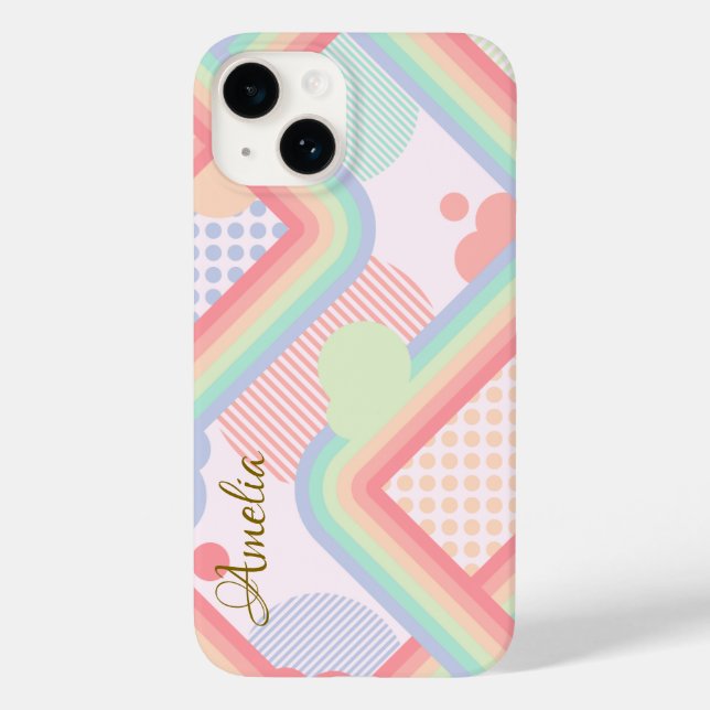 Funda De Case-Mate Para iPhone Monograma de línea retro elegante moderna (Reverso )