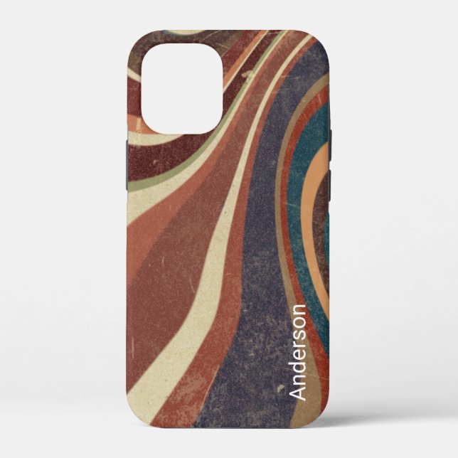 Funda De Case-Mate Para iPhone Monograma de línea retro elegante moderna (Reverso )