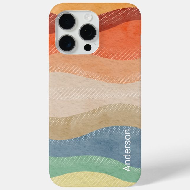 Funda De Case-Mate Para iPhone Monograma de línea retro elegante moderna (Reverso )
