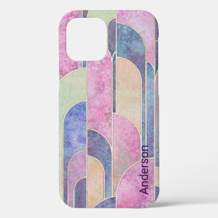 Funda Para iPhone 12 Pro Monograma de línea retro elegante moderna