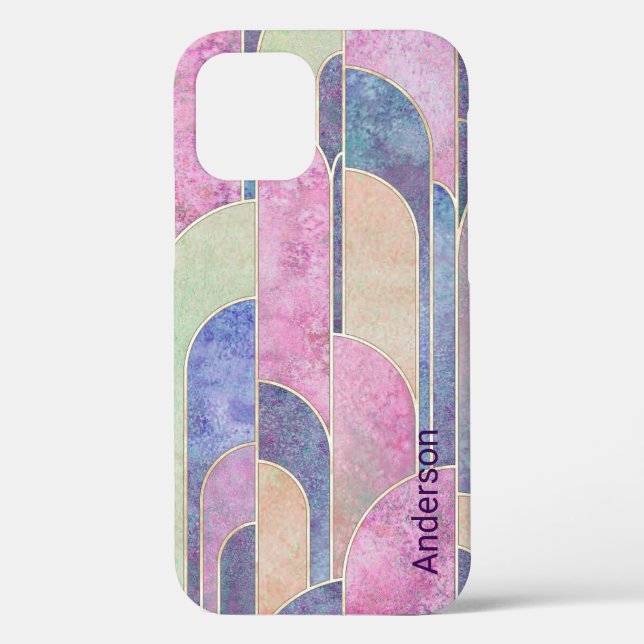 Funda De Case-Mate Para iPhone Monograma de línea retro elegante moderna (Reverso )