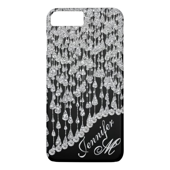 Funda De Case-Mate Para iPhone Monograma de los carámbanos del diamante (Reverso)