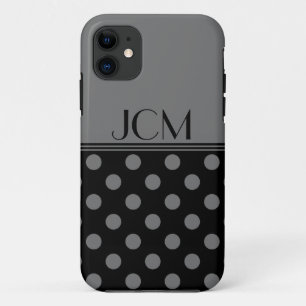Funda Para iPhone 11 Monograma de lunares gris/negro