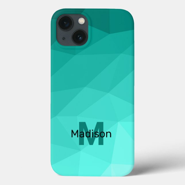 Funda De Case-Mate Para iPhone Monograma de malla geométrica del gradiente de tur (Reverso)