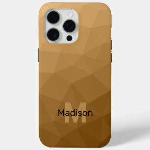 Funda Para iPhone 15 Pro Max Monograma de malla geométrica ombre marrón