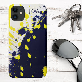 Funda Para iPhone 11 Monograma de manto de pintura amarilla de maíz y a