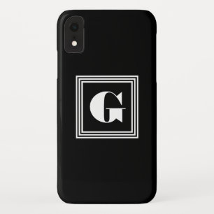 Funda Para iPhone XR Monograma de marco 3 negrita Blanco y negro