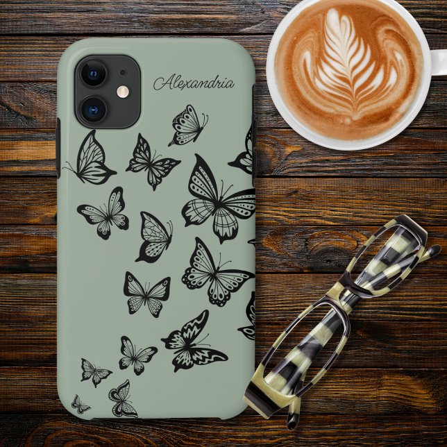 Funda De Case-Mate Para iPhone Monograma de mariposa (Subido por el creador)