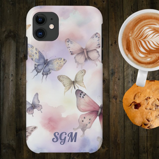 Funda De Case-Mate Para iPhone Monograma de Mariposas Acuarela  (Subido por el creador)