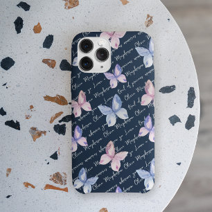 Funda Para iPhone 11 Monograma de mariposas de citas inspiradoras