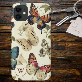 Funda Para iPhone 11 Monograma de mariposas vintage