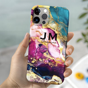 Funda Para iPhone 14 De Case-Mate Monograma de mármol falso brillante y chic femenin