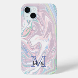 Funda Para iPhone 15 Mini Monograma de mármol púrpura