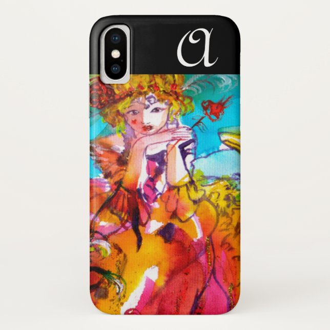 Funda De Case-Mate Para iPhone Monograma de máscaras de carnaval veneciano de MIR (Reverso)