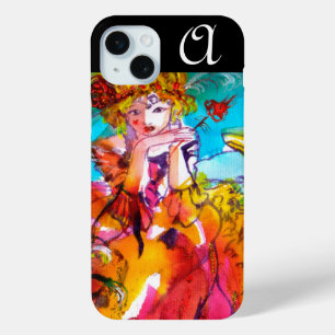 Funda Para iPhone 15 Mini Monograma de máscaras de carnaval veneciano de MIR