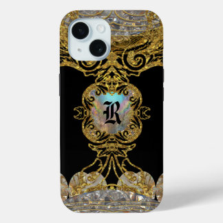Funda Para iPhone 15 Monograma de Moda Ebony Rachella Elegant