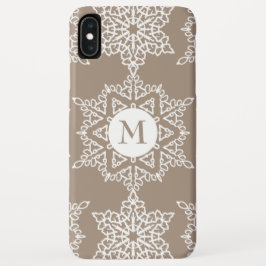 Funda Para iPhone XS Max Monograma de Navidades con copos de nieve de tono 