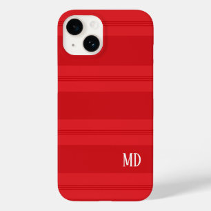 Funda Para iPhone 14 De Case-Mate Monograma de Navidades de rayas rojas curadas