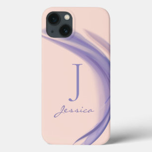 Funda Para iPhone 13 Monograma de nombre abstracto rosa púrpura minimal