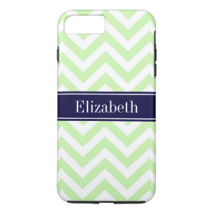Funda Para iPhone 8 Plus/7 Plus Monograma de nombre azul de la marina de Chevron v