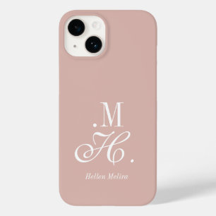 Funda Para iPhone 14 De Case-Mate Monograma de nombre blanco rosa moderno