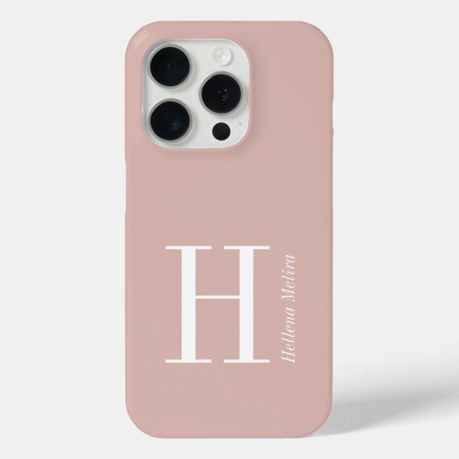 Funda De Case-Mate Para iPhone Monograma de nombre blanco rosa moderno (Reverso )