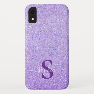 Funda Para iPhone XR Monograma de nombre con brillo elegante