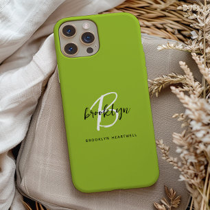 Funda Para iPhone 11 Pro Monograma de nombre con escritura moderna en verde