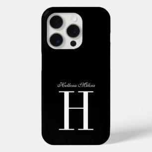 Funda Para iPhone 15 Pro Monograma de nombre con letra script elegante mode