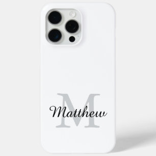 Funda Para iPhone 15 Pro Max Monograma de nombre con letra script moderna en bl