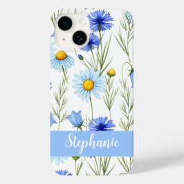 Funda Para iPhone 14 De Case-Mate Monograma de nombre de flor silvestre de acuarela 