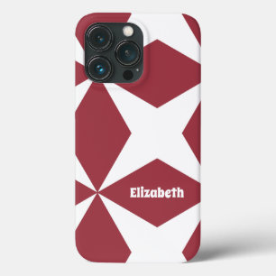 Funda Para iPhone 13 Pro Monograma de nombre de patrón moderno lindo Rojo b