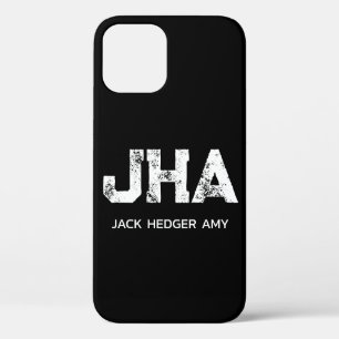 FUNDA PARA iPhone 12 PRO MONOGRAMA DE NOMBRE DE TRES LETRAS BLANCO MINIMALI