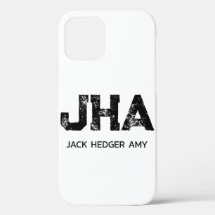 FUNDA PARA iPhone 12 MONOGRAMA DE NOMBRE DE TRES LETRAS NEGRO MINIMALIS